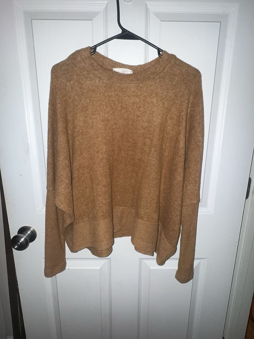 Zenana Outfitters Camel-Brown Fuzzy Pullover